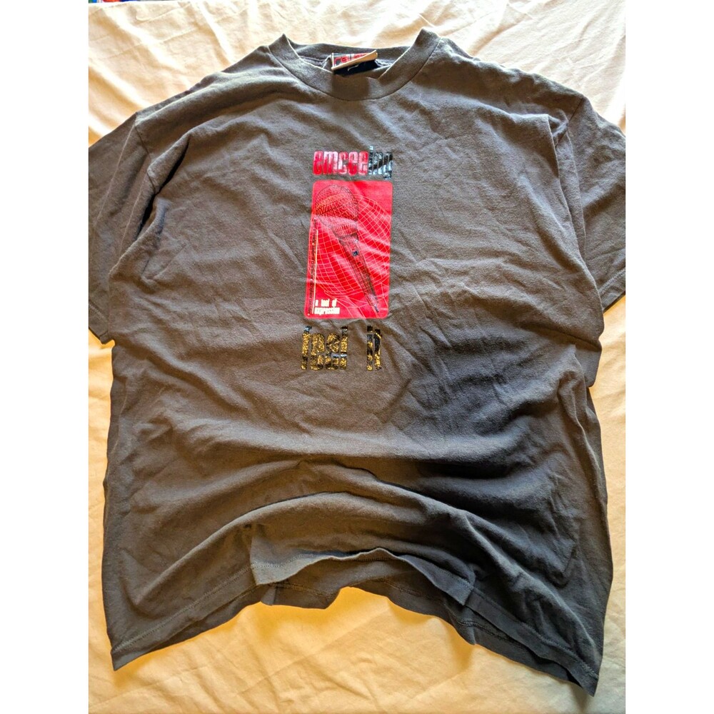 Vtg Reverb Mens Gray Crew Neck Short Sleeve Logo Graphic Cotton Knit T-Shirt XL